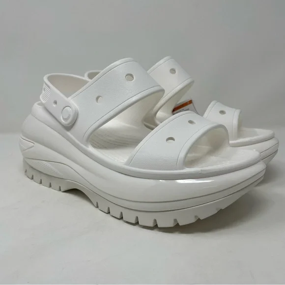 New Crocs Classic Mega Crush Sandal White 207989-100 High Heel Mens Wmns 11